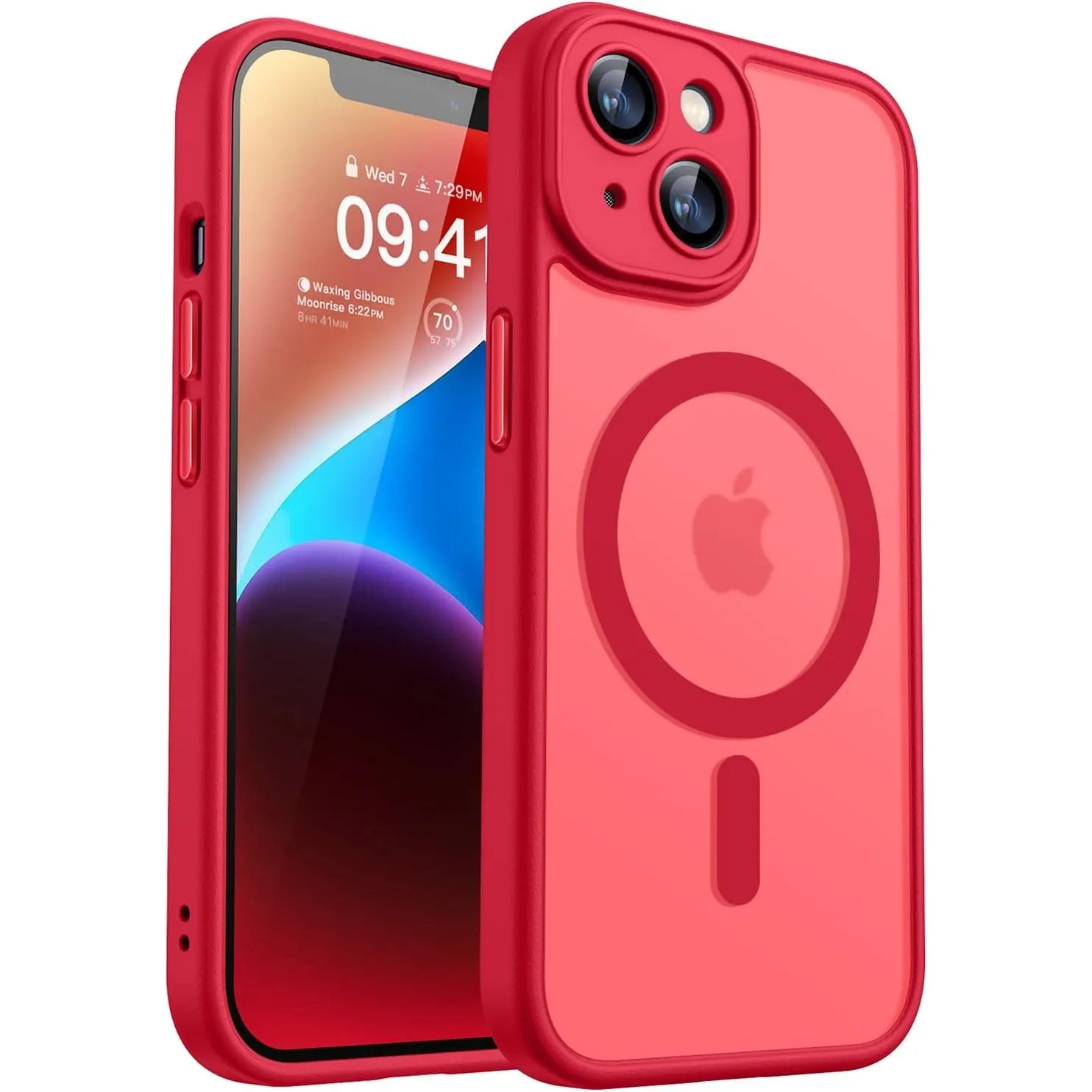 CANSHN für iPhone 14 Hülle mit Kameraschutz, Rot