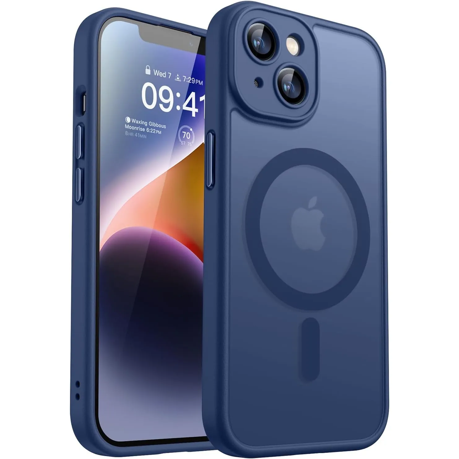 CANSHN für iPhone 14 Hülle mit Kameraschutz, Dunkelblau