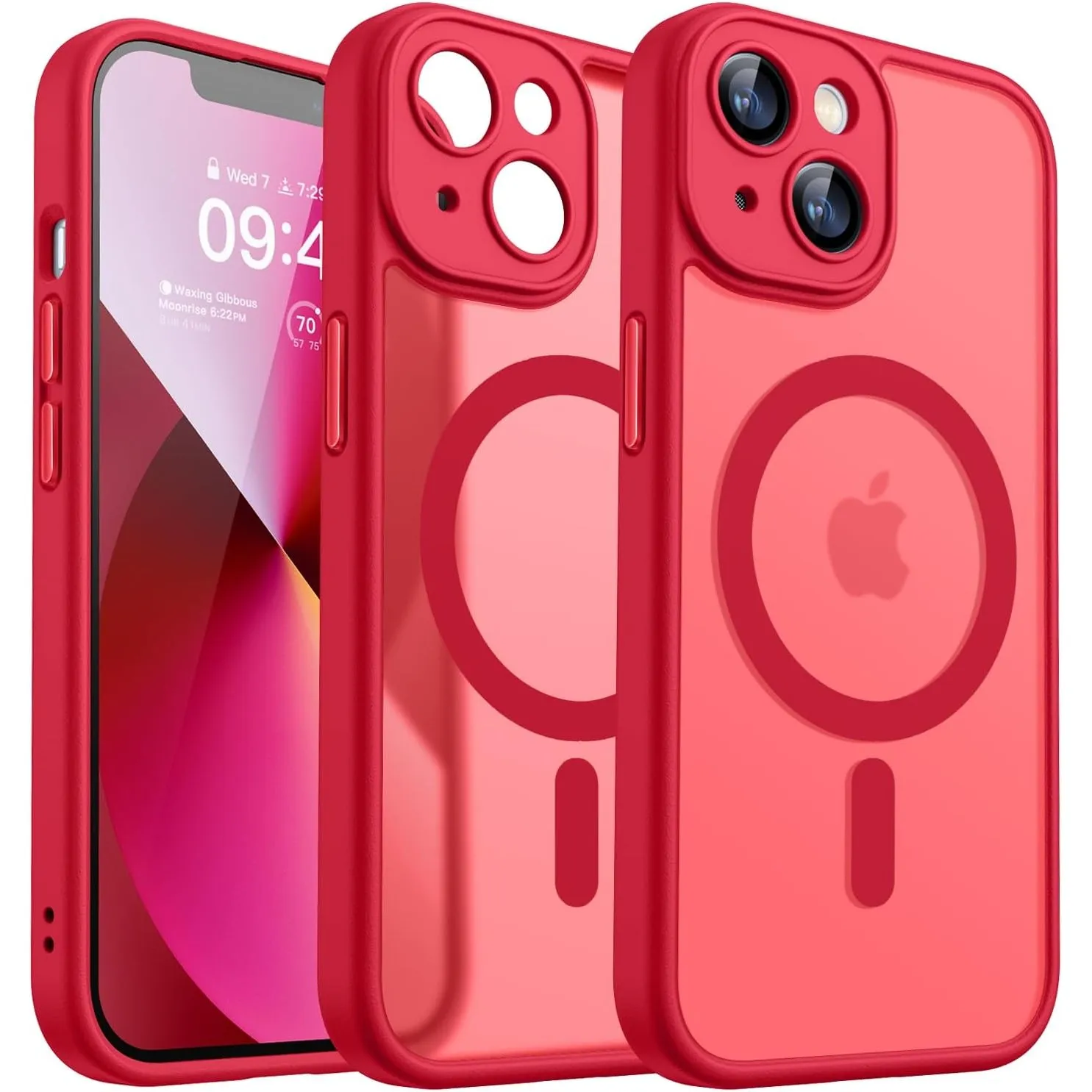 CANSHN für iPhone 13 Hülle mit Kameraschutz, Rot