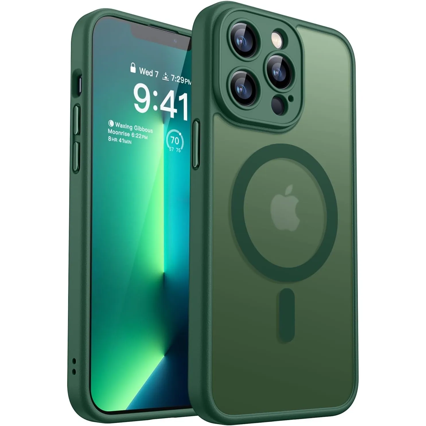 CANSHN für iPhone 13 Pro Max Hülle mit Kameraschutz, Dunkelgrün