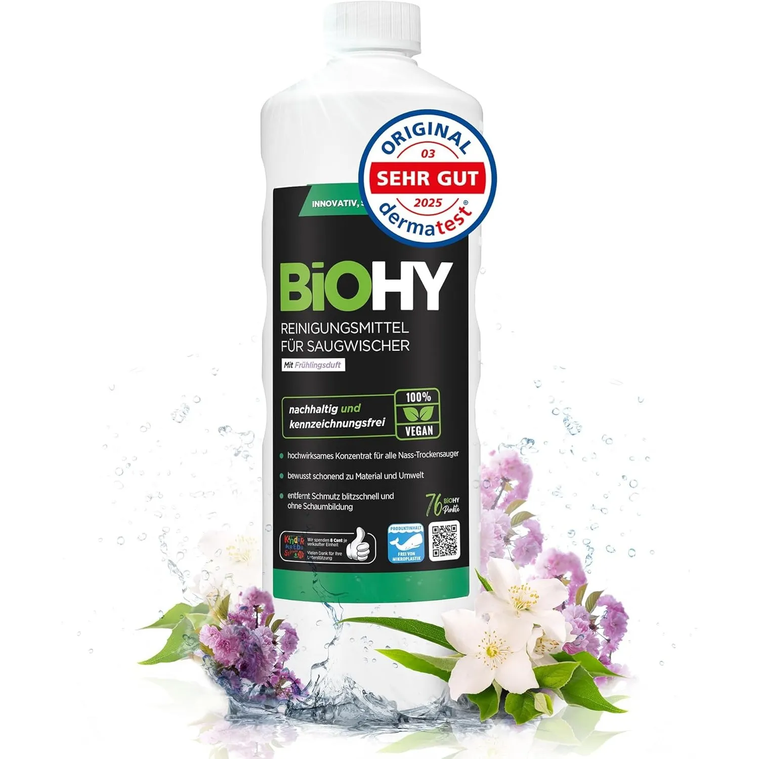 BiOHY Reinigungsmittel für Saugwischer mit Frühlingsduft (1l Flasche) | 1:200 Konzentrat für alle Nass-Trockensauger & …