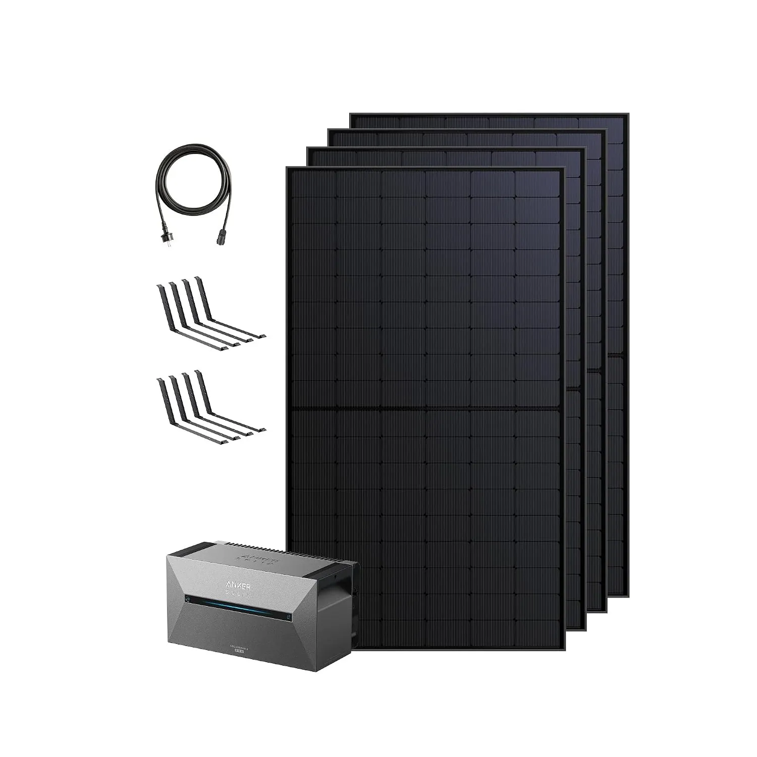 Anker SOLIX 2 Pro Solarbank + 4× Bifaziales Solarpanel, Plug&Play | Balkonkraftwerk mit Speicher (1780W | 1600Wh), Bode…