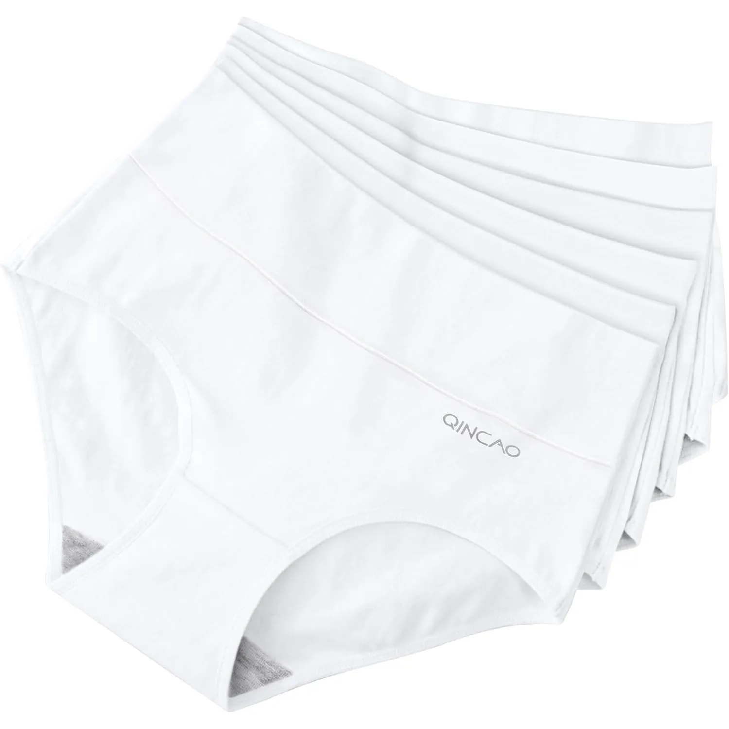 QINCAO Unterhosen Damen, Hohe Taille 6er Pack aus Baumwolle,Atmungsaktiv