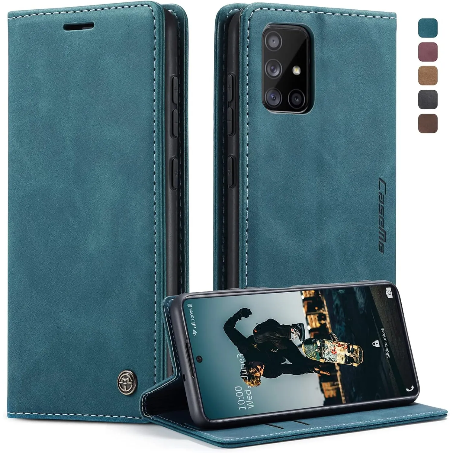 Hülle Samsung A71 klapphülle Premium Lederhülle Weiches Vintage-Nubukleder Faltbare Ständer Schutzhülle Kartenfach Stan…