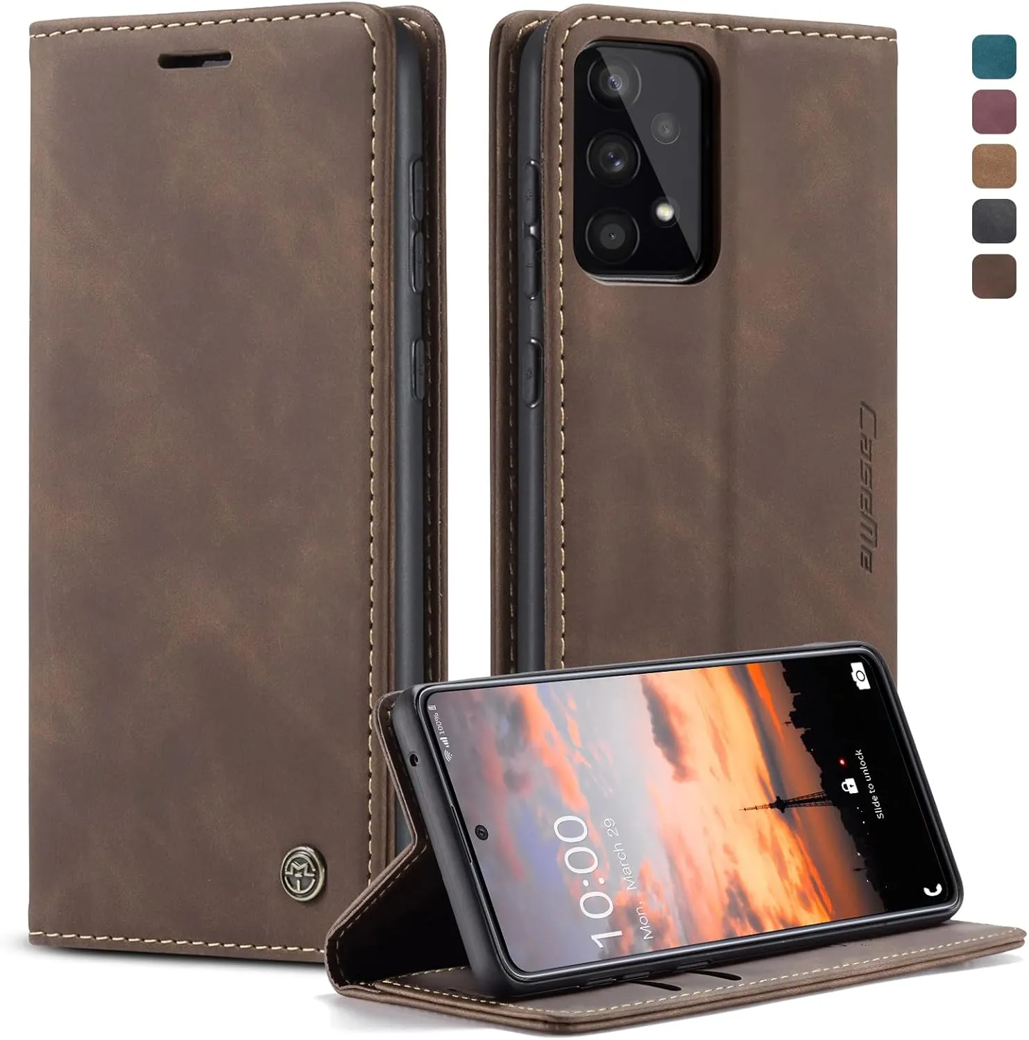 Hülle Samsung A33 klapphülle Premium Lederhülle Weiches Vintage-Nubukleder Faltbare Ständer Schutzhülle Kartenfach Stan…
