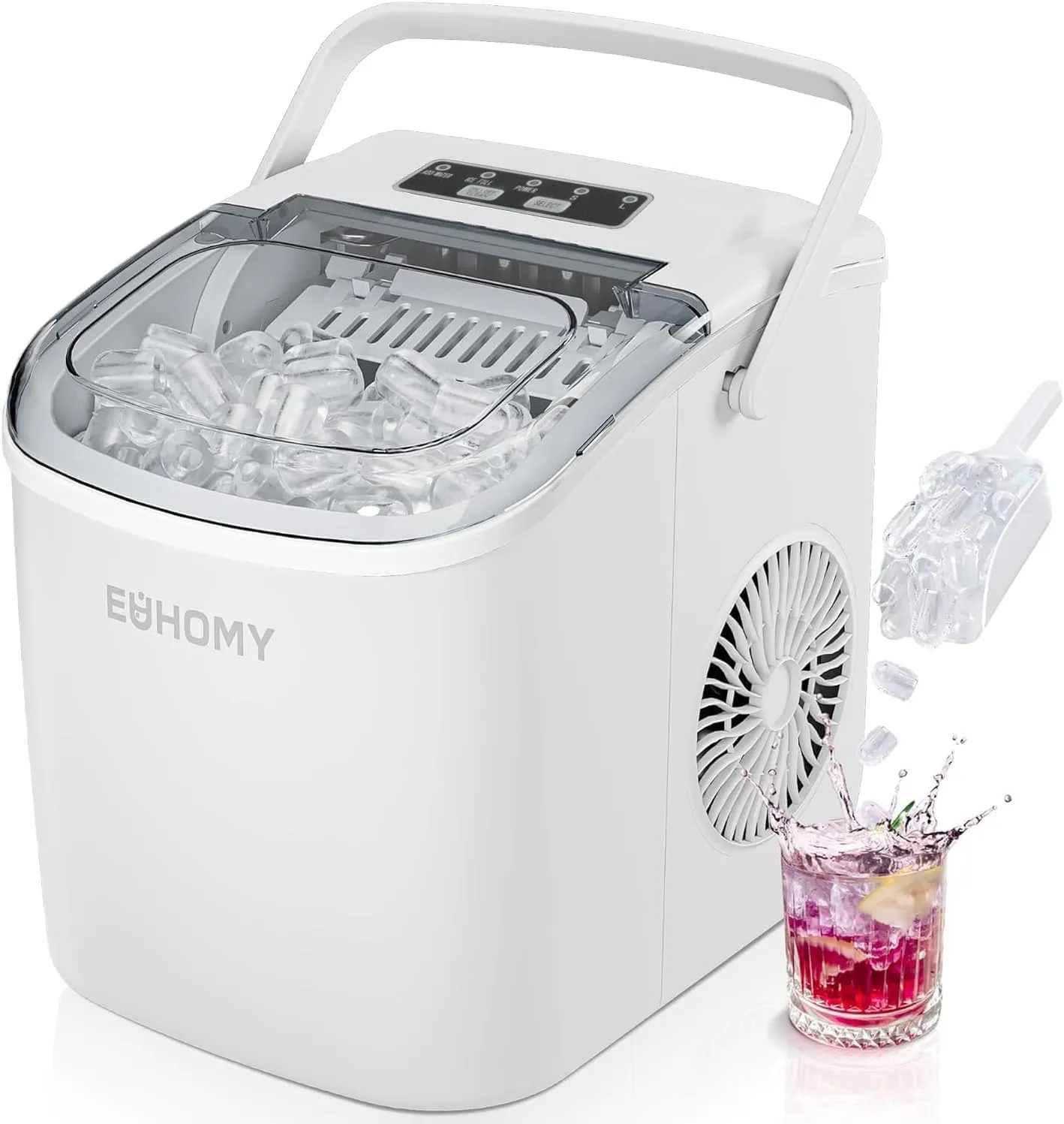 EUHOMY Eiswürfelmaschine, Eiswürfelmaschine Kleine, 9 Eiswürfel in 6 Minuten, Selbstreinigende Eiswürfelmaschine, mit T…