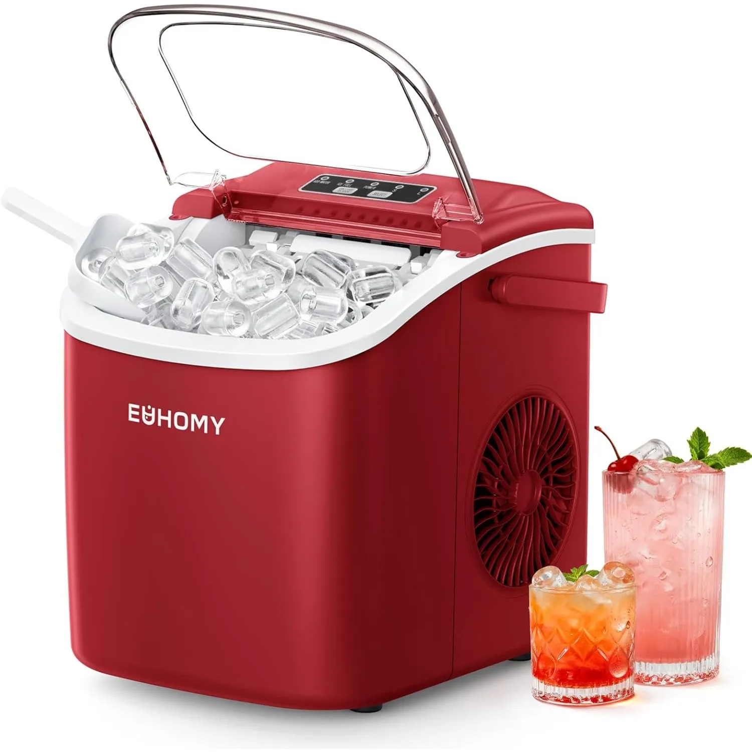 EUHOMY Eiswürfelmaschine Kleine - 9 Eiswürfel in 6 Minuten, Selbstreinigend, Mit Tragegriff und Eiskorb, 12 KG/Tag, Für…