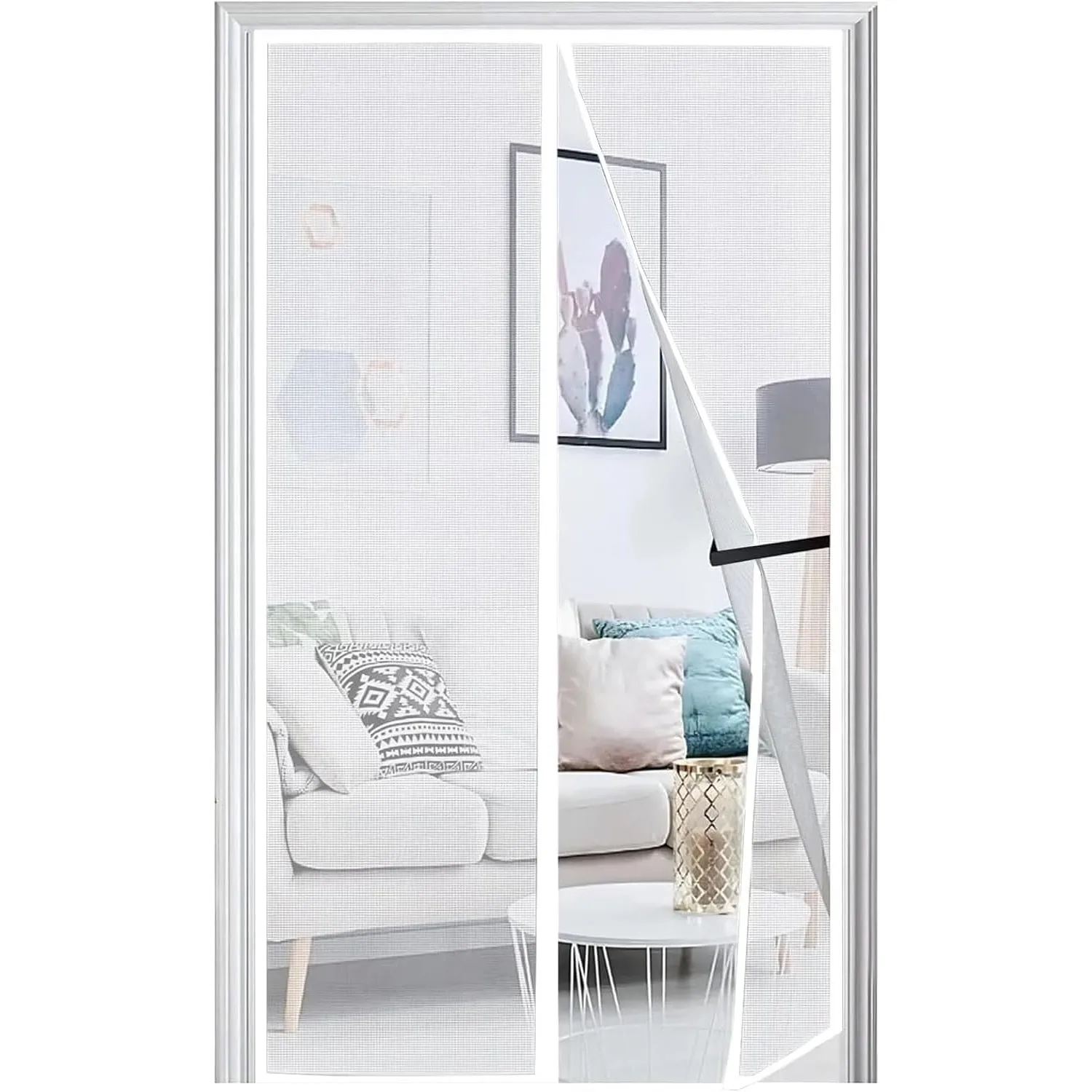 Panngu Fliegengitter Balkontür Magnet 75x195cm, Fliegenvorhang Terrassentür Magnete Türe Ohne Bohren, Fliegennetz Balko…