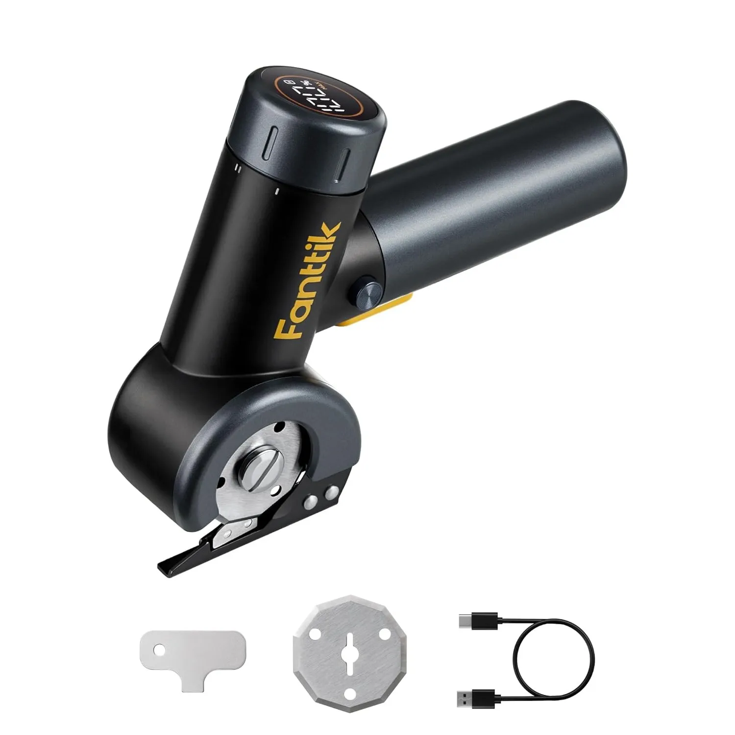 Fanttik C8 Nano Elektrische Schere, Kartonschneider Elektrisch mit Bildschirm, LED-Licht, 3 Geschwindigkeitsstufen, Typ…