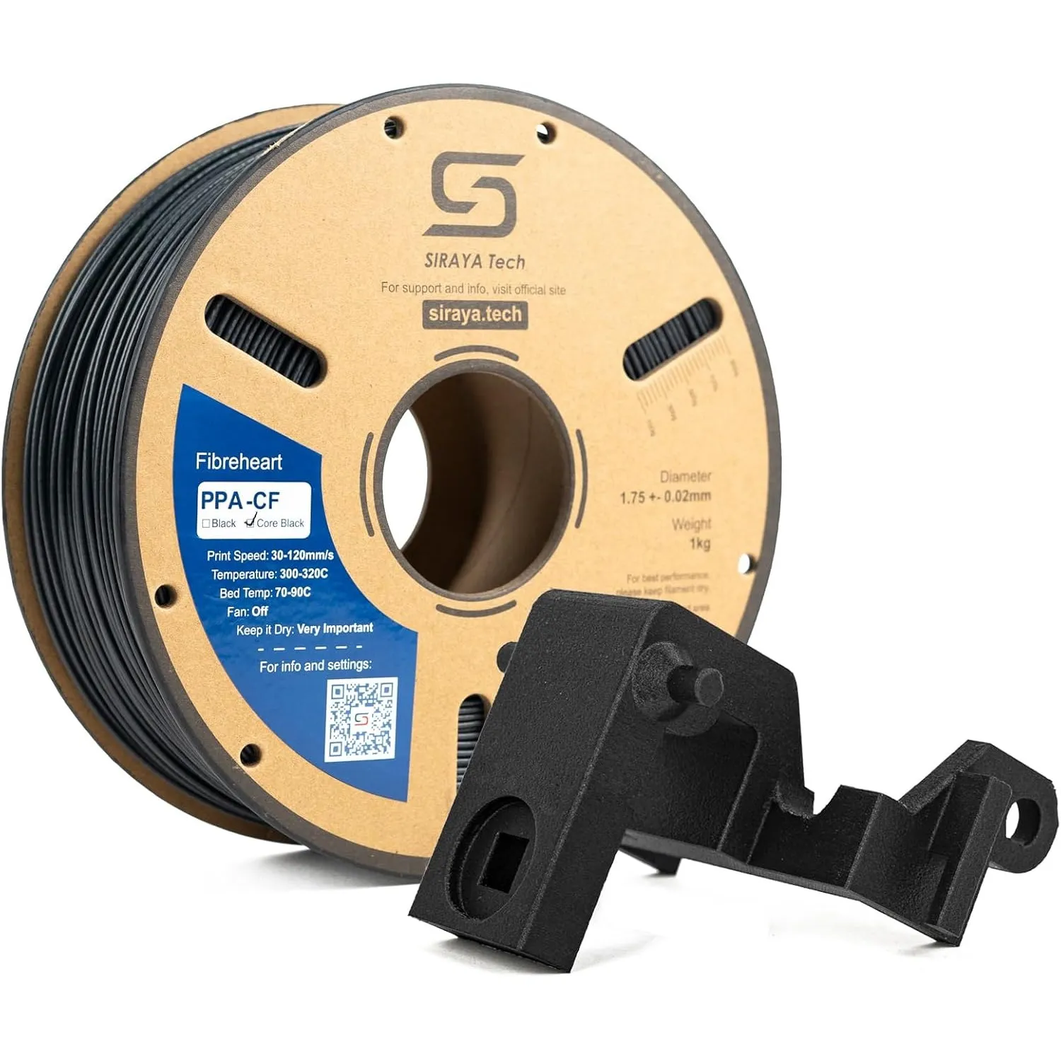 Siraya Tech Fibreheart PPA-CF Core 3D Drucker Filament (Schwarz, 1kg)