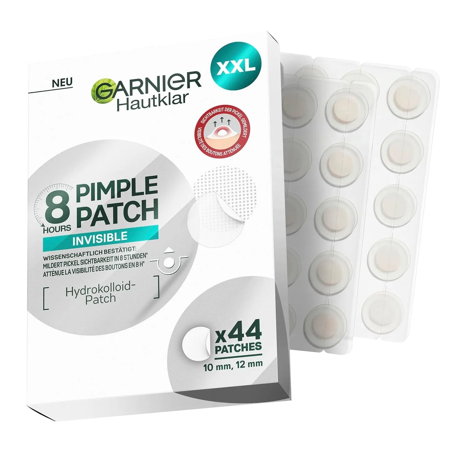 Garnier Hautklar Pimple Patches Invisible, unsichtbare Hydrokolloid Anti Pickel Patches mildern Sichtbarkeit in 8H, XXL…