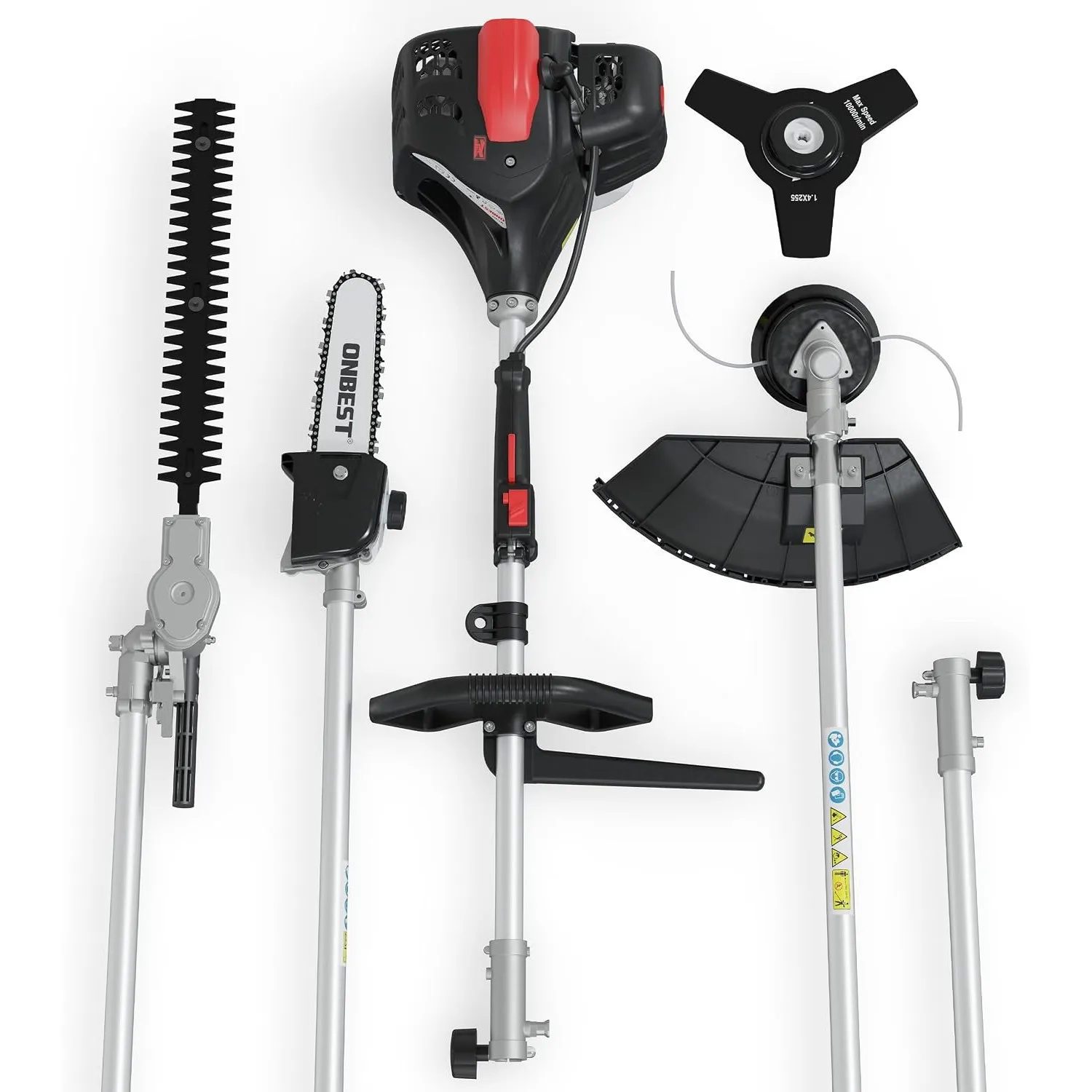 ONBEST 4in1 Benzin Multifunktionsgerät 1,9 PS – Freischneider