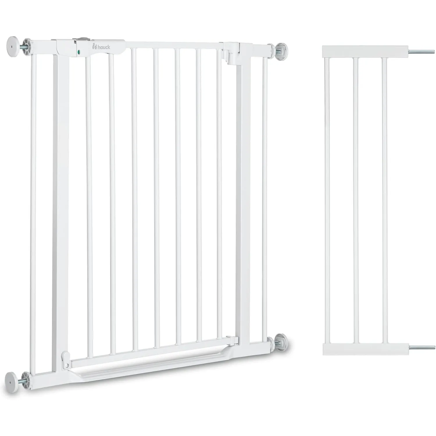 Hauck Türschutzgitter mit 21cm Verlängerung, selbstschließend, flach, White | Verstellbare Breite von 96 bis 101 cm dan…