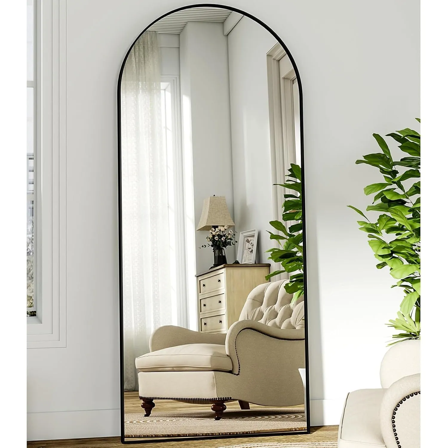 BEAUTYPEAK Großer Bogen Ganzkörperspiegel 180x67 cm, Gewölbter Standspiegel