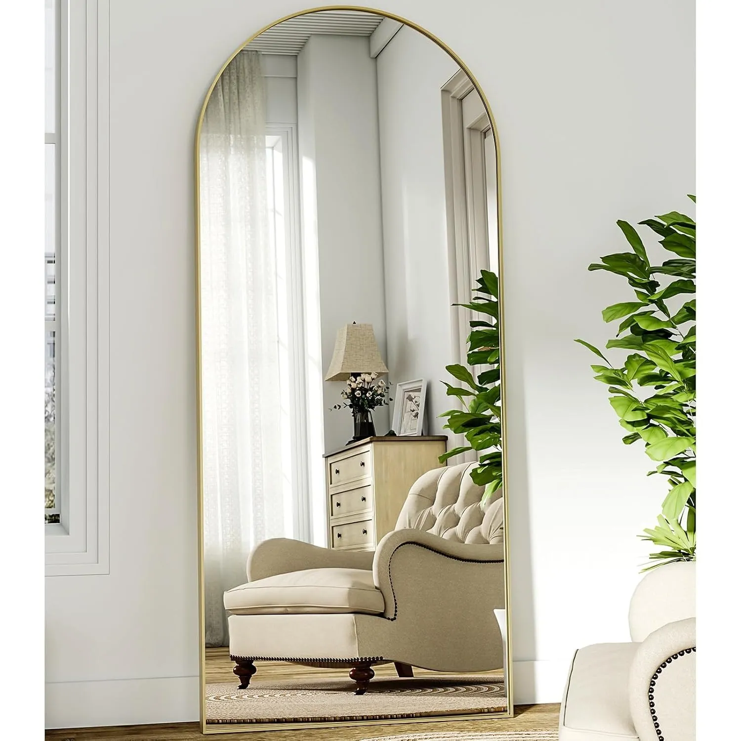 BEAUTYPEAK Großer Bogen Ganzkörperspiegel 180x67 cm, Gewölbter Standspiegel