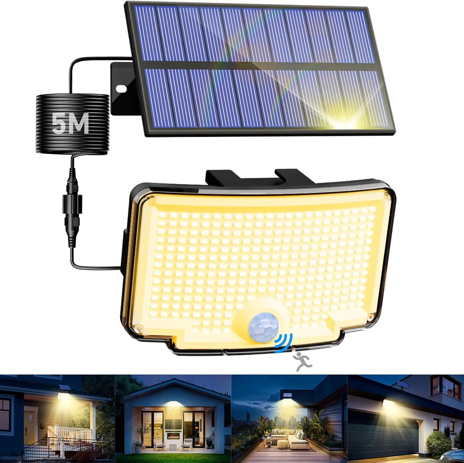 nipify Warmweiß Solarlampen für Außen mit Bewegungsmelder, 318 LED 3 Modi Solar Aussenleuchte IP65 Wetterfest, Weitwink…
