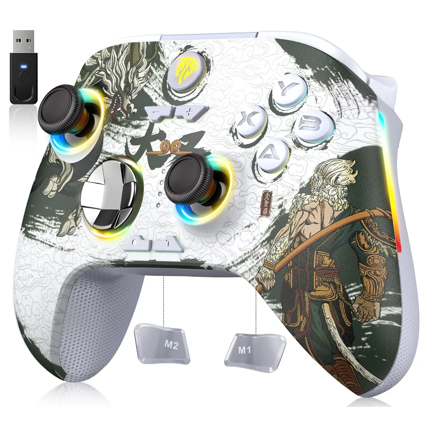 EasySMX X15 PC Controller Wireless mit 7 RGB Licht, Gaming Controller mit Hall Joystick & Trigger, Bluetooth Kompatibel…