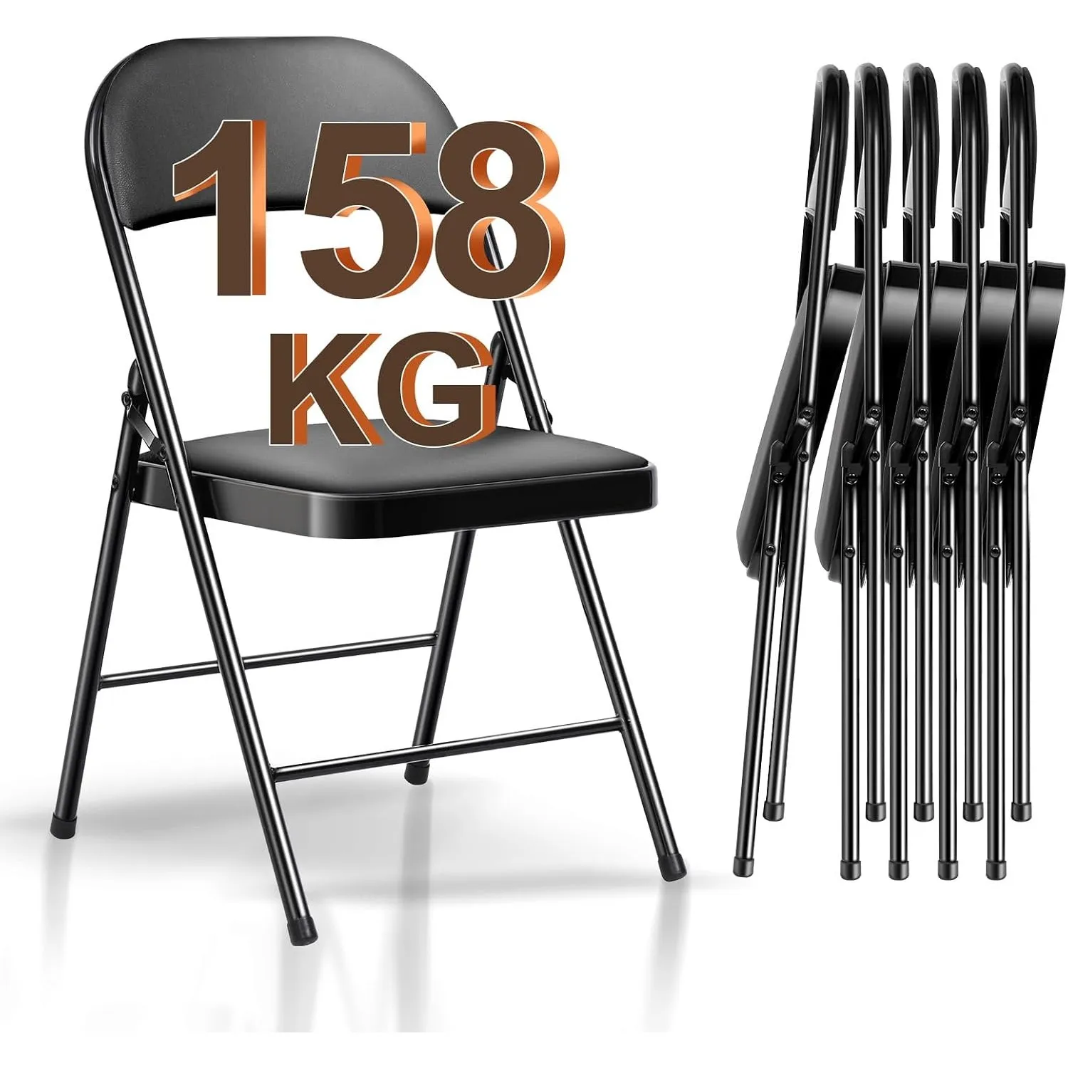 Klappstuhl 6er Set Gartenstuhl Klappbar, Wasserdicht Campingstuhl bis 158 KG Metall Klappsessel, Klappstühle für Gäste,…