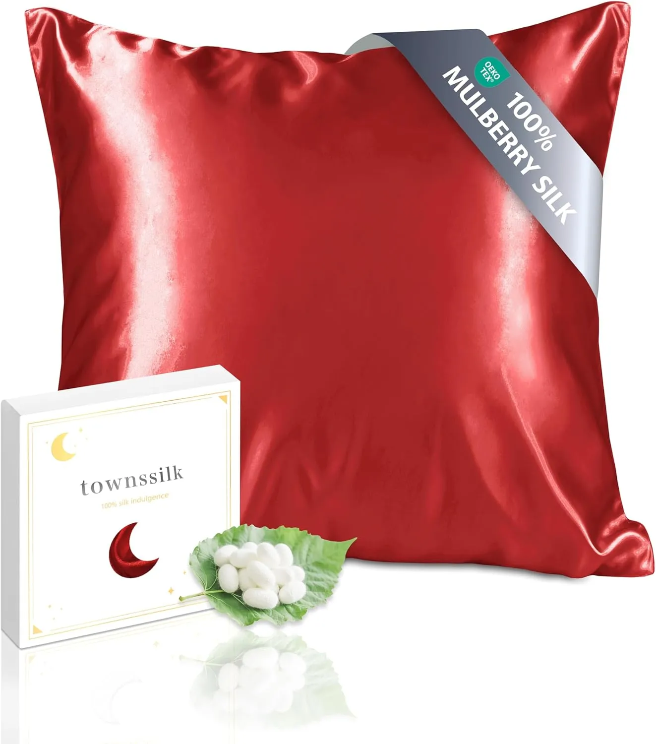 townssilk Kissenbezug Seide 100% 19mm Pure Maulbeerseide,Beidseitig Seide,für Haar Haut Gesundheit,kopfkissenbezug Seid…