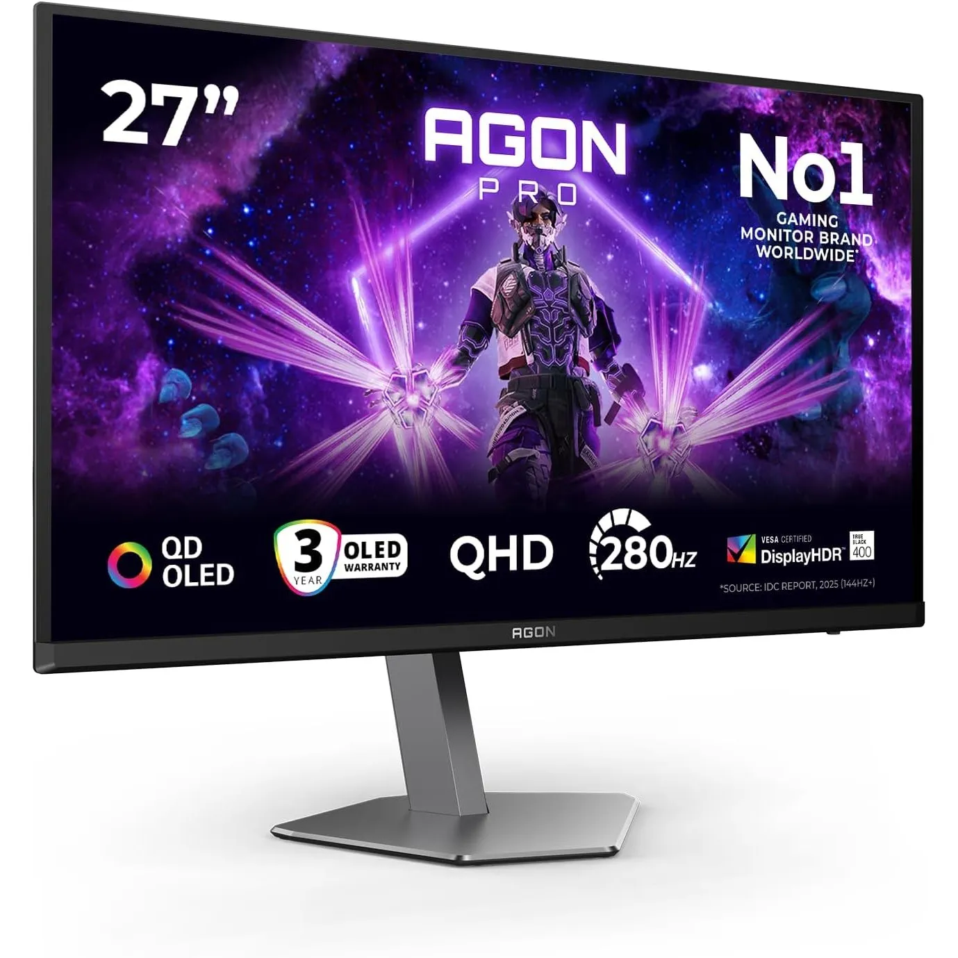 AOC Agon PRO AG276QZD2AM - 27 Zoll QHD OLED Monitor, 280 Hz, 0,03 ms GtG, FreeSync Premium Pro, G-Sync comp., HDR400 (2…