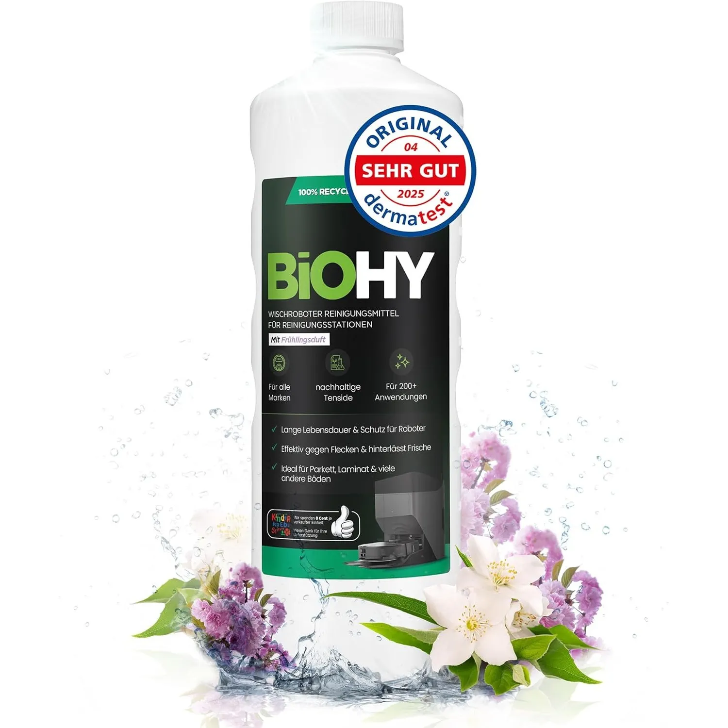 BiOHY Wischroboter Reiniger für Station mit Frühlingsduft (1L) | Bodenreiniger Wischroboter & Reinigungsmittel für Saug…