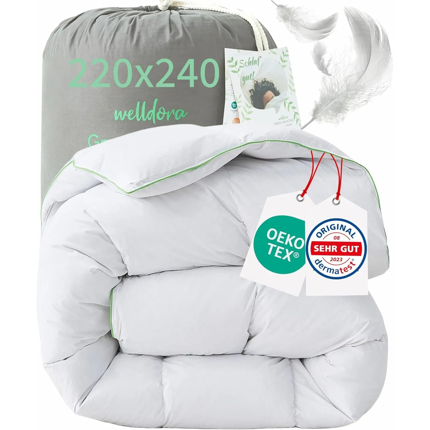 Welldora Komfort Bettdecke 220x240 Winter | Extraweiche Federn & Daunen