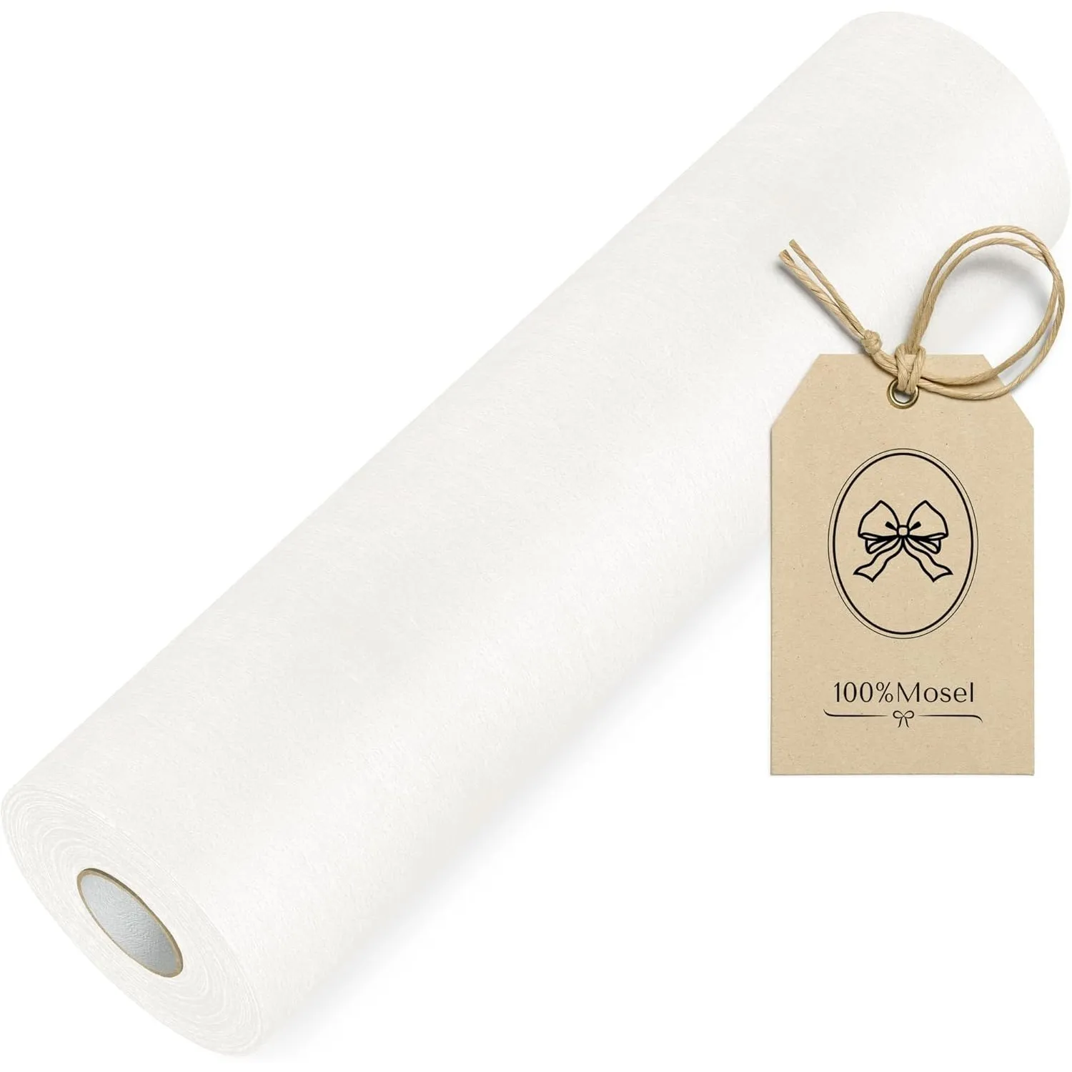 100%Mosel Vlies Tischläufer, in Creme Weiß (30 cm x 25 m), Tischband | Edle Tischdeko für Hochzeit & elegante Festtafel…