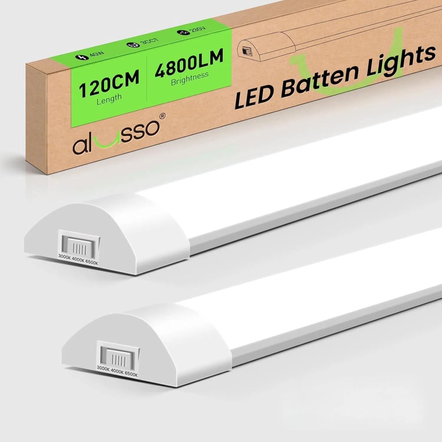 ALUSSO 2er Set LED Röhre 120cm, Superhelle 40W 4800lm Lichtleisten Integrierte Leiste, Farben Veränderbar Leuchtstoffrö…