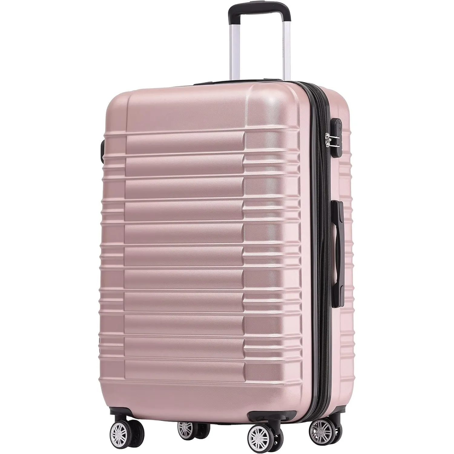 BEIBYE 2088 Zwillingsrollen Reisekoffer Koffer Trolleys Hartschale M-L-XL-Set in 15 Farben, Erweiterbar (Rosagold, M)