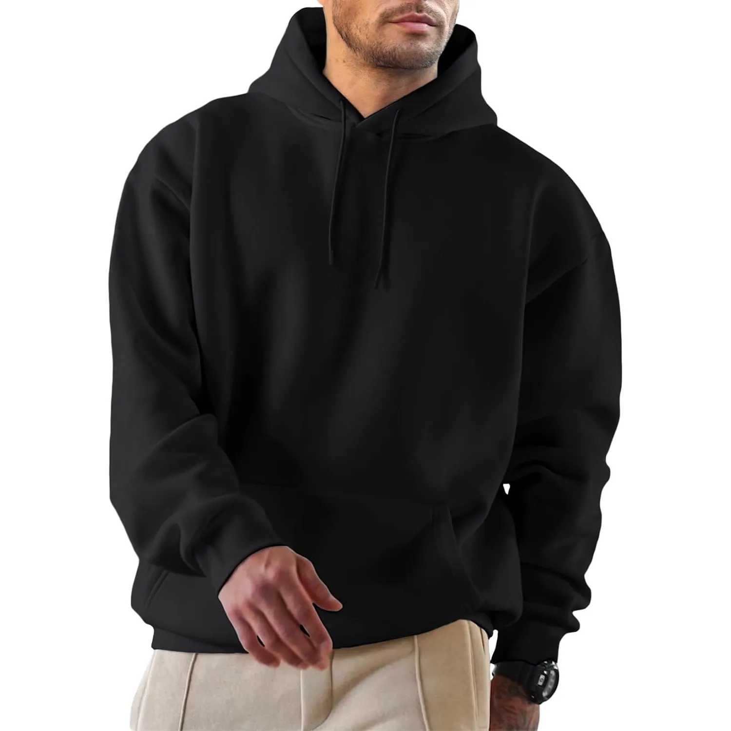 JMIERR Herren Fleece gefüttert Hoodie mit Taschen Warm Pullovers S-5XL