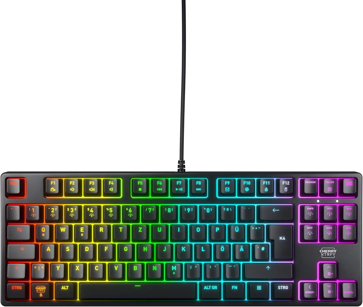 CHERRY XTRFY K4V2 TKL, Kabelgebundene Gaming-Tastatur ohne Nummernblock, Deutsches Layout (QWERTZ), RGB-Beleuchtung, Me…