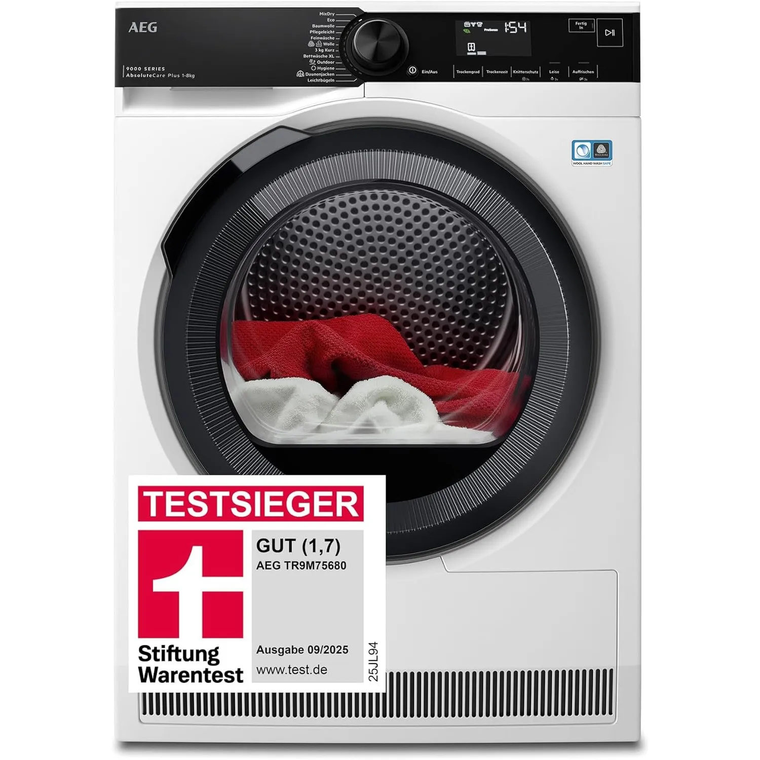 AEG Serie 9000 Wärmepumpentrockner Testsieger Stiftung Warentest, TR9M75680