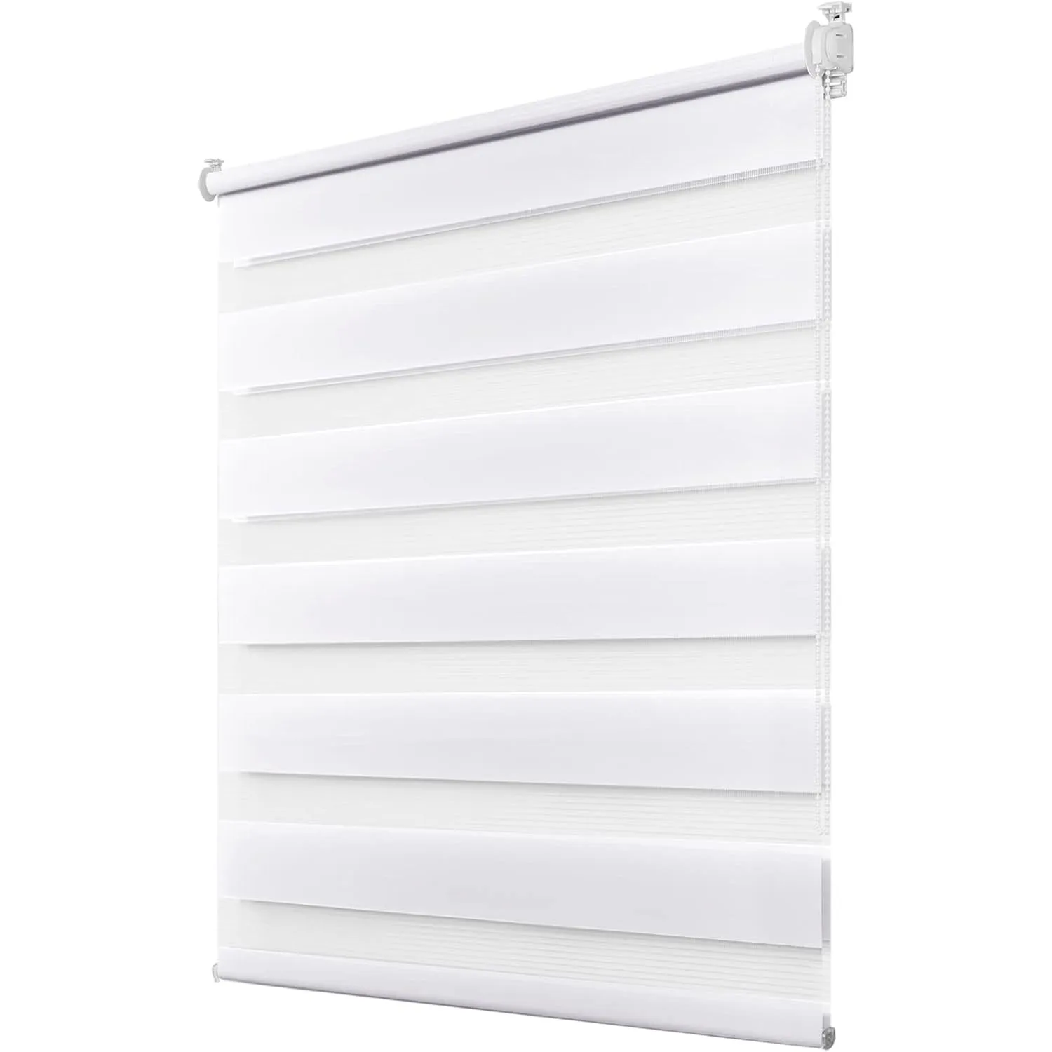 Deswell Doppelrollo Klemmfix ohne Bohren Weiß B95 x H120 cm (Stoffbreite 91cm) Rollos für Fenster ohne Bohren für Fenst…
