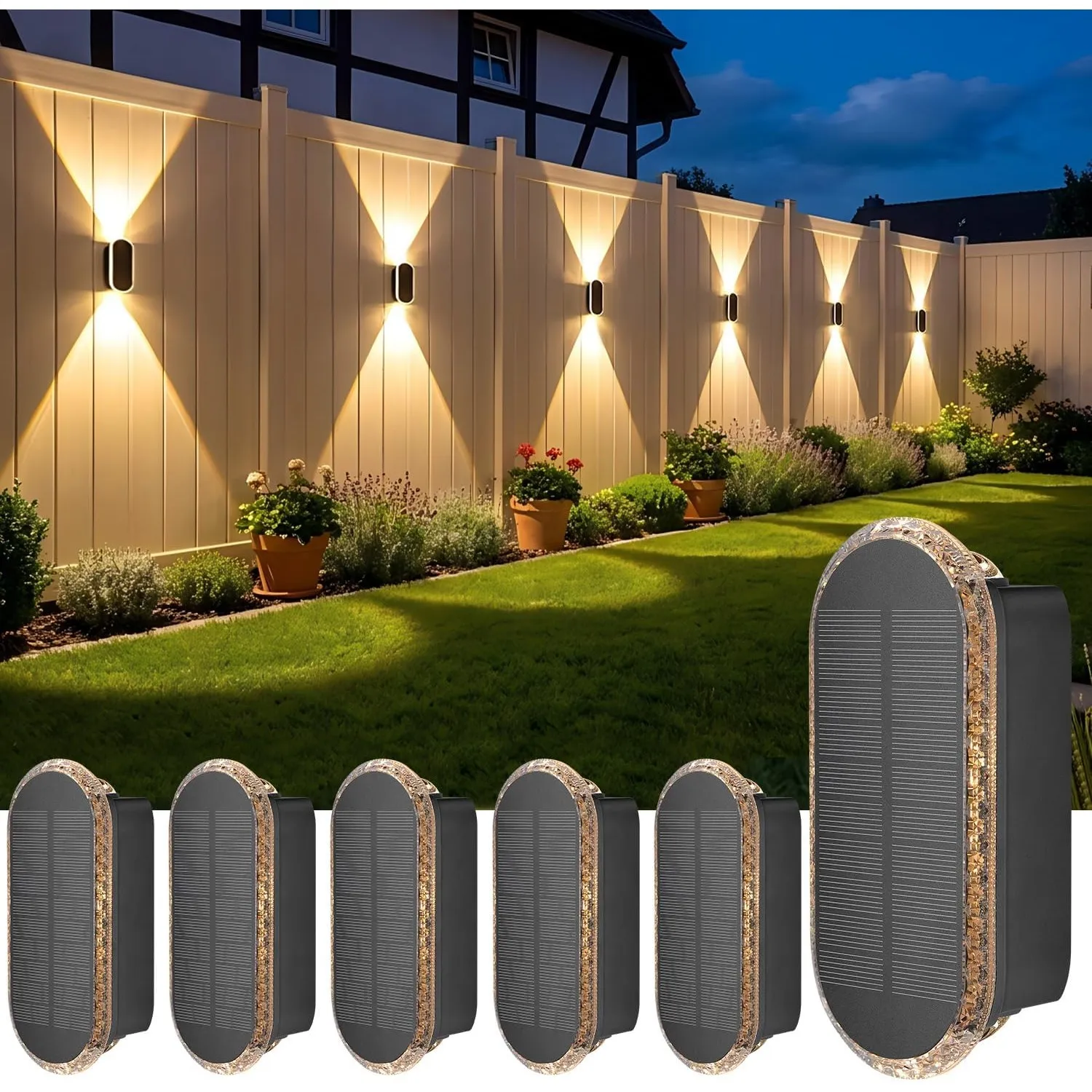 ELLASAY Solar Wandleuchte Aussen,Solarlampen Up and Down Leuchten für Außen IP65 Wasserdicht,3 Farben Heller Solarleuch…