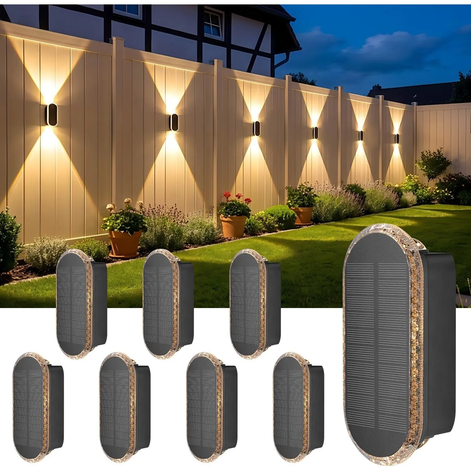 ELLASAY Solar Wandleuchte Aussen,Solarlampen Up and Down Leuchten für Außen IP65 Wasserdicht,3 Farben Heller Solarleuch…