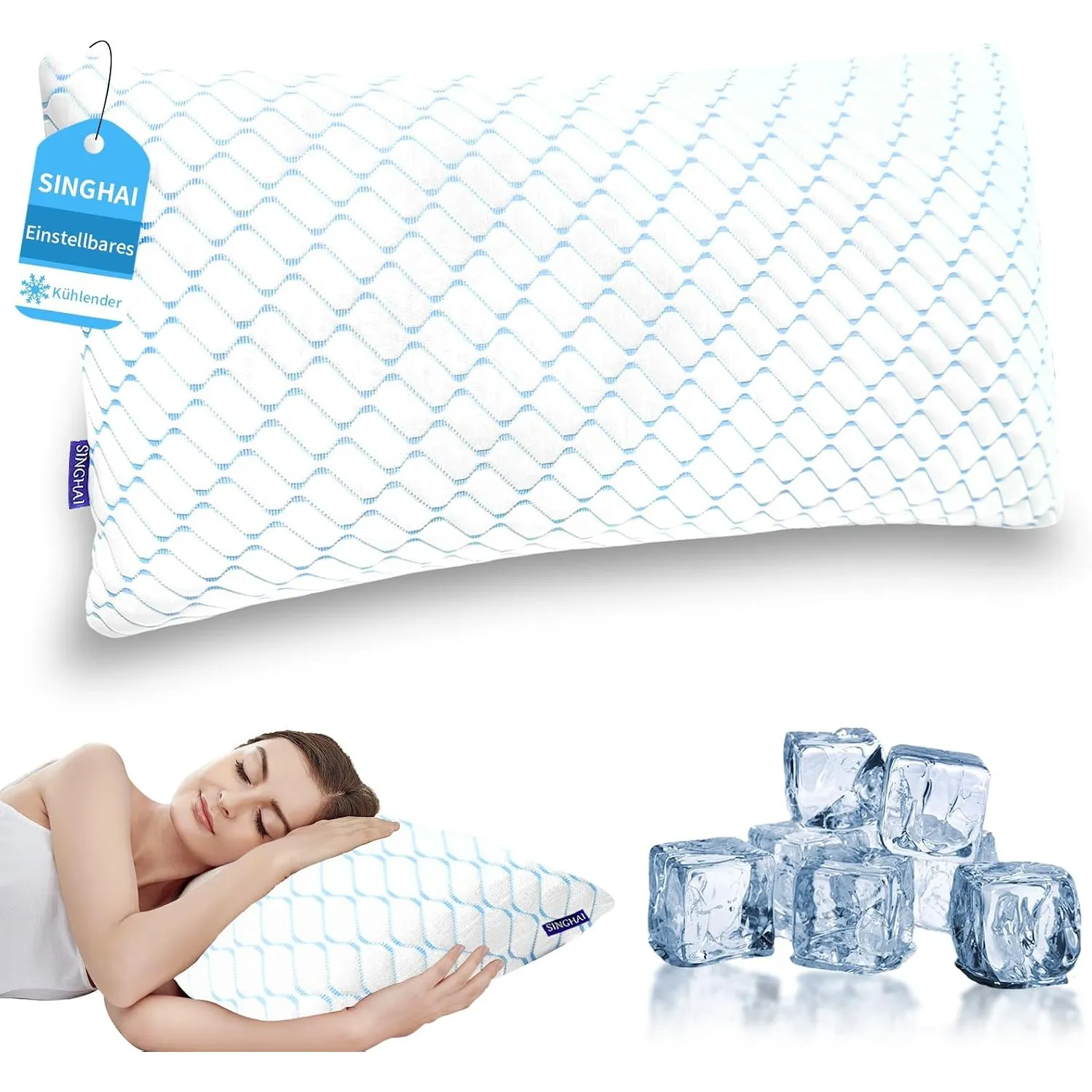 Kopfkissen 40x80, Memory Foam Kissen, Kühlendes Kopfkissen
