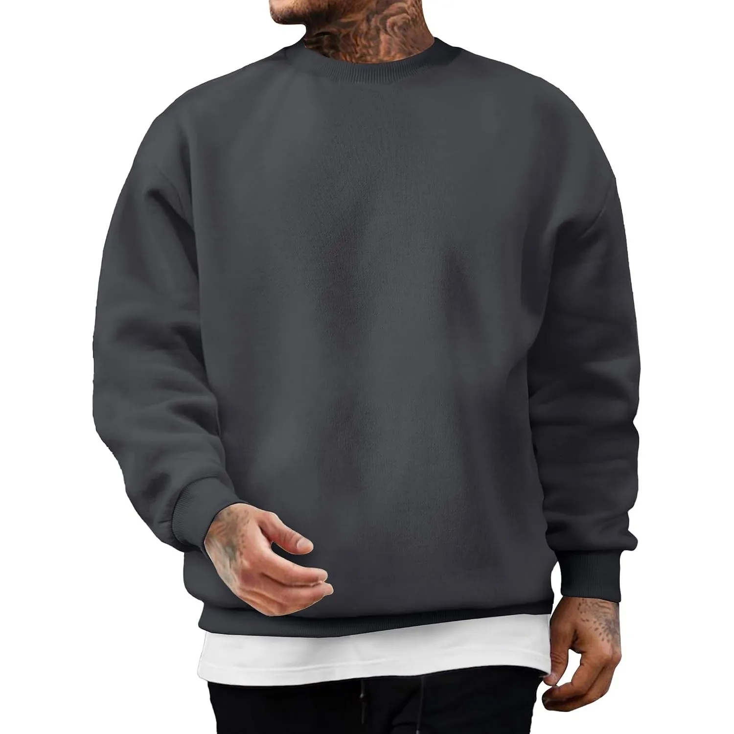 JMIERR Herren Fleece Sweatshirt Crewneck Baumwolle Pullover