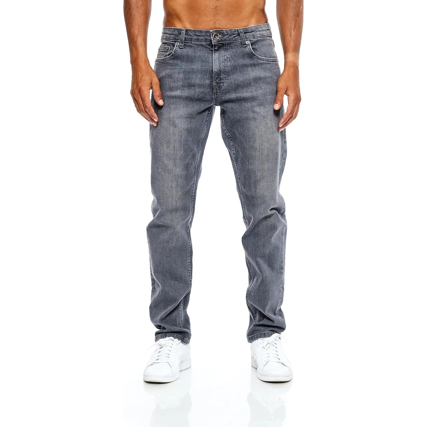 JEEL Herren-Jeans - Regular-Fit Straight-Cut - Stretch - Jeans-Hose Basic Washed