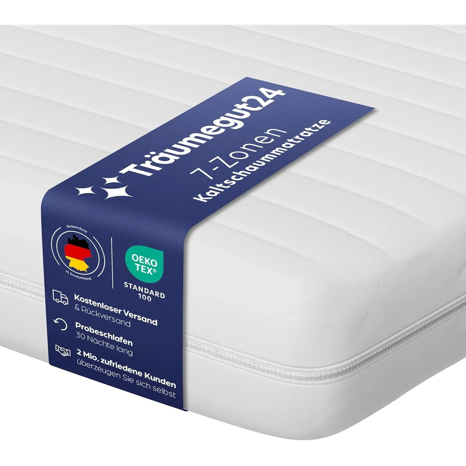 Träumegut24 AquaFlex 7-Zonen Matratze | 100x200 cm | H2&H3 | Ergonomische Kaltschaummatratze | Hypoallergen & Antibakte…