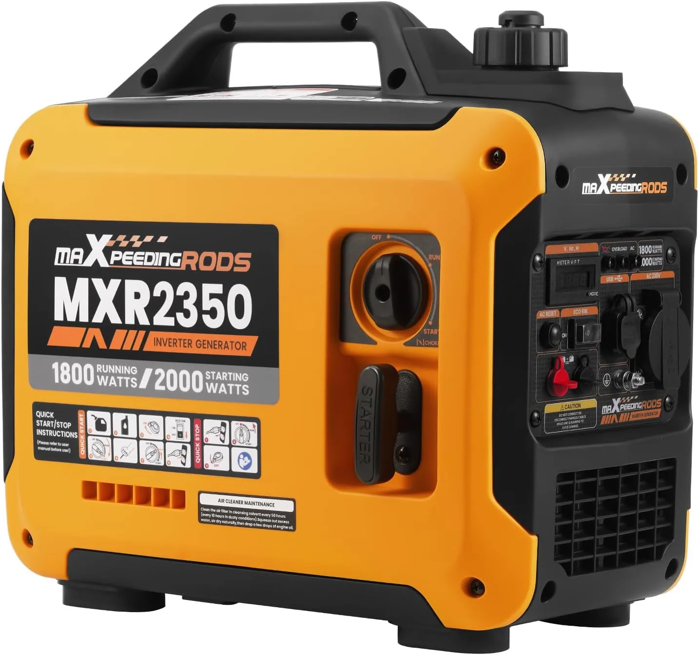 maXpeedingrods Inverter Stromerzeuger 2000W Stromgenerator Benzin 4 Takt mit USB und 230V Steckdosen, Digitalanzeige, k…