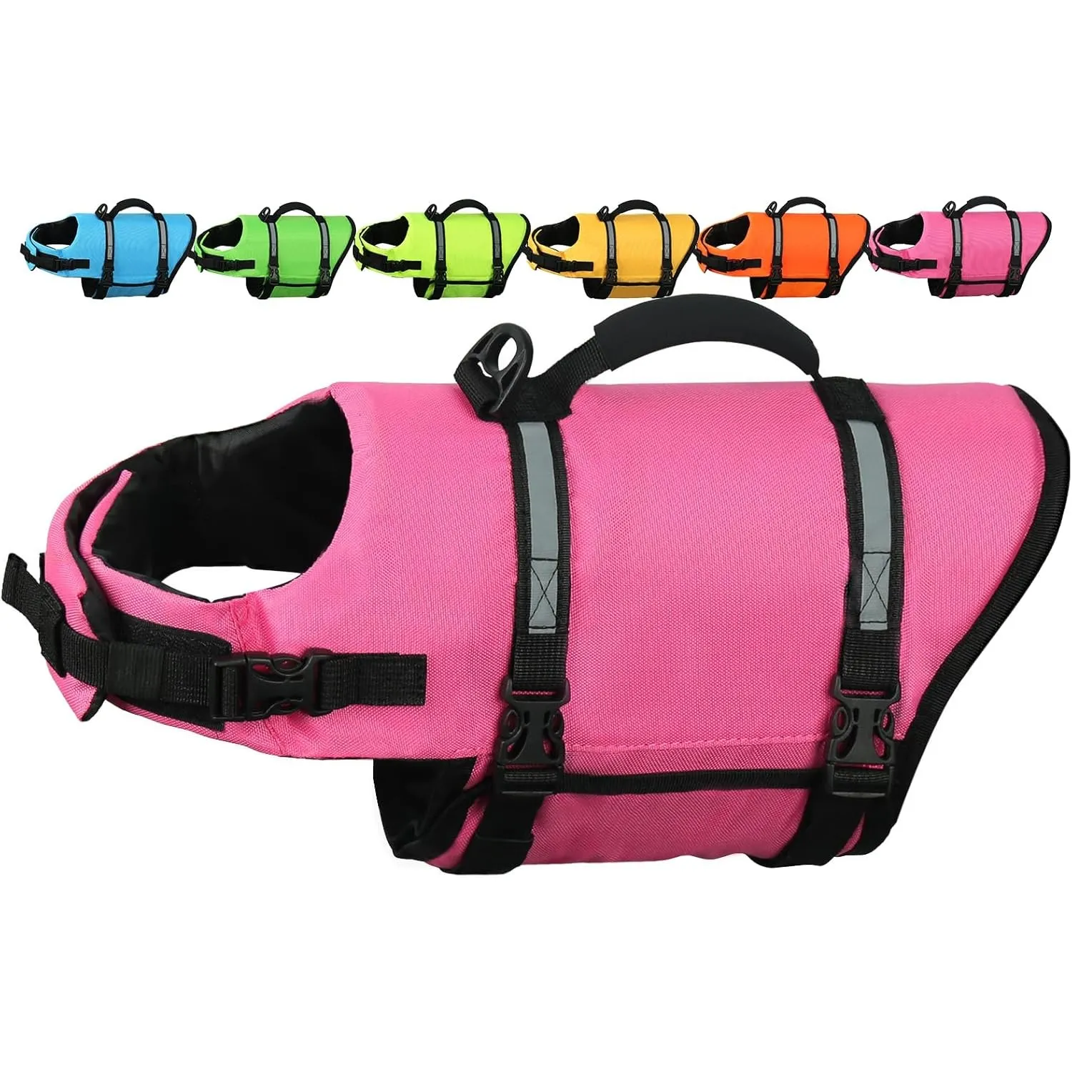 AMZNOVA Rip Stop Hundeschwimmweste, Schwimmweste Hund für Bootfahren, Auftrieb & Schwimmhilfe, Rettungsweste, S, Rosa |…