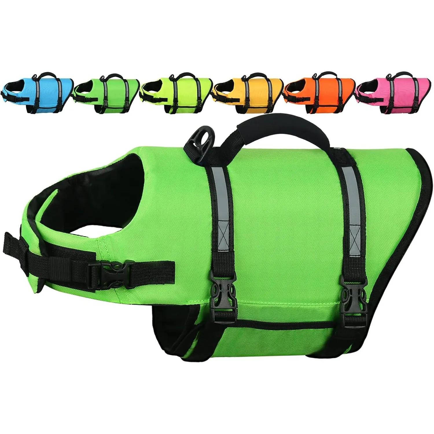 AMZNOVA Rip Stop Hundeschwimmweste, Schwimmweste Hund für Bootfahren, Auftrieb & Schwimmhilfe, Rettungsweste, XL, Hellg…