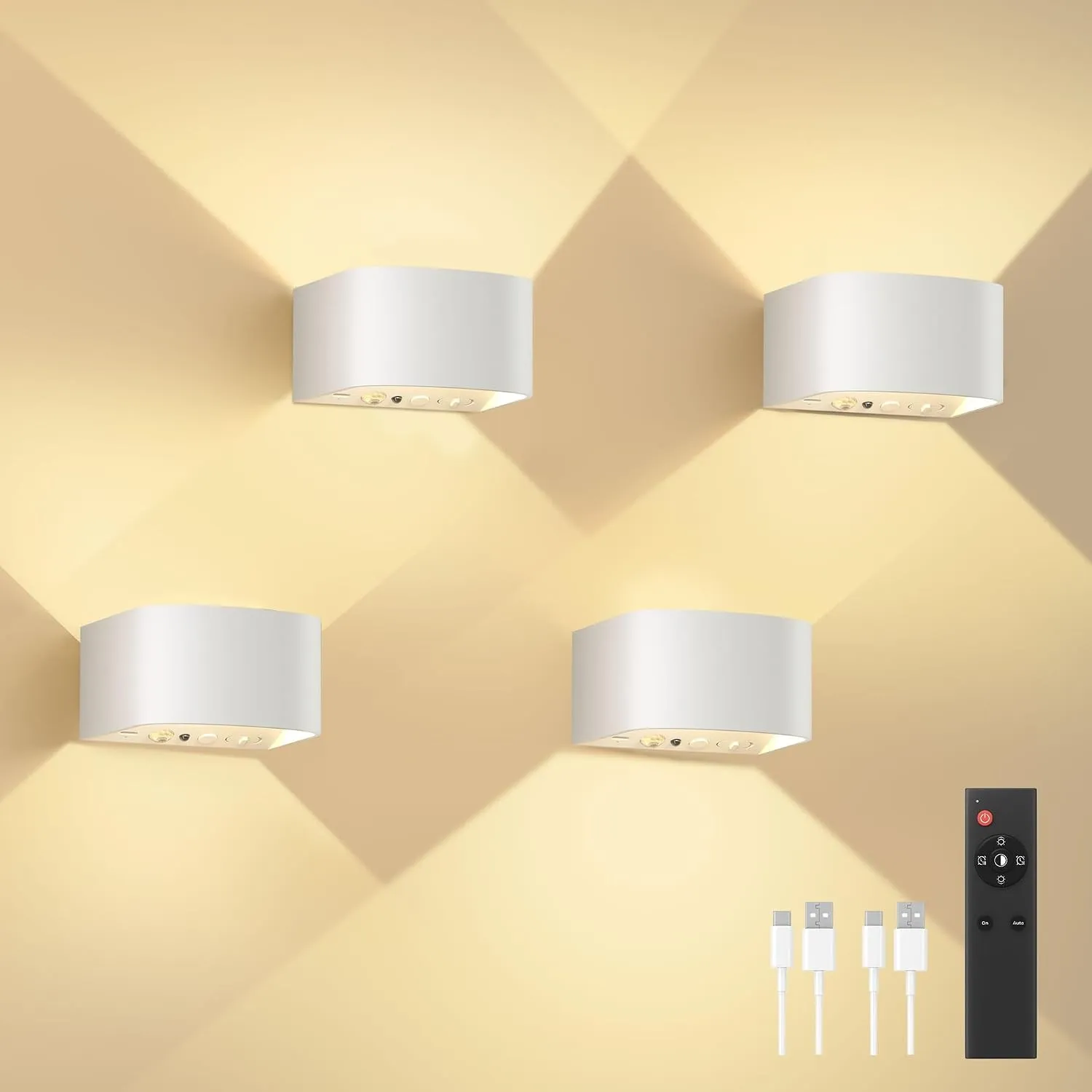 FULEN Akku Wandlampe Innen mit Bewegungssensor,Fernbedienung 3 Farben Wandlicht Up Down Innen LED Wandleuchte 3 Modi Wi…