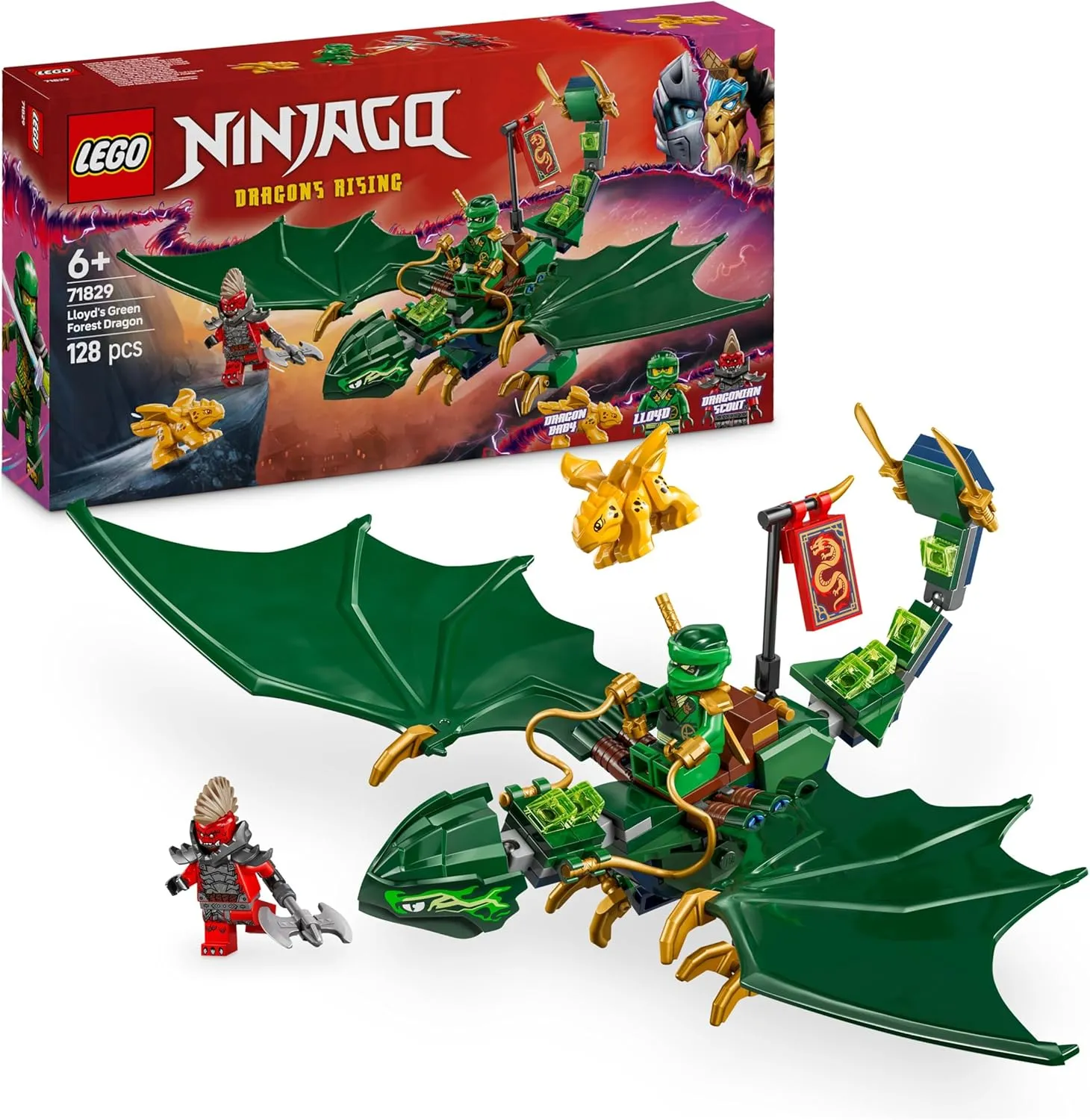 LEGO NINJAGO Lloyds grüner Walddrache - Spielzeug Drache mit 2 Minifiguren - Drachenfigur mit beweglichem Schwanz, Hals…