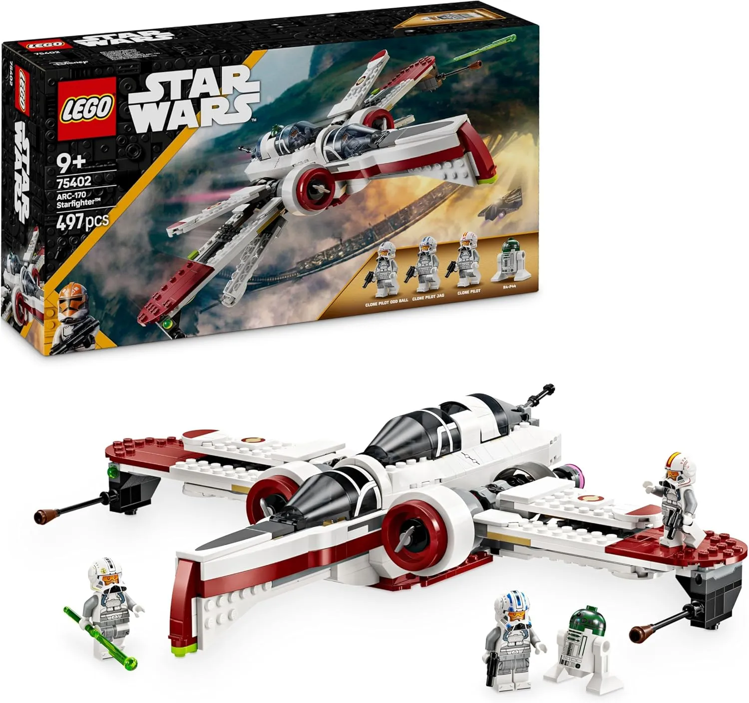 LEGO Star Wars 75402 ARC-170 Starfighter Spielzeug mit 4 Minifiguren inkl. Klon-Piloten und R4-P44 Droide, Sammlerstück…