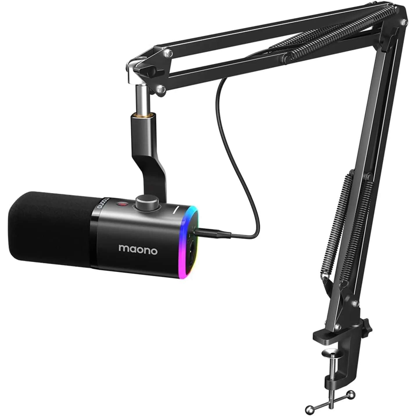 MAONO XLR-USB Streaming Mikrofon mit Arm: Dynamisches Mikrofon mit Software, Stummschalttaste, Gain-Regler, für Podcast…