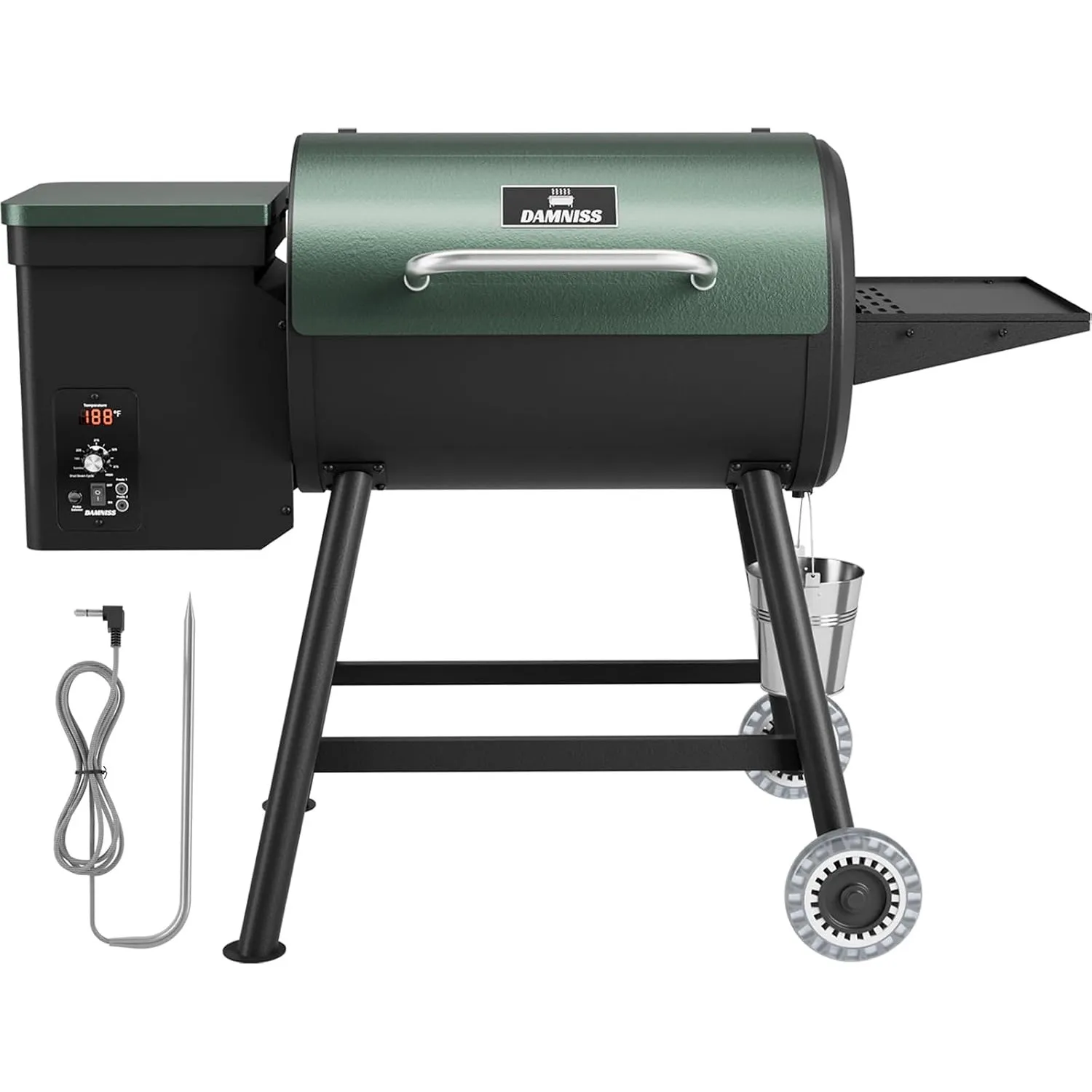 Elektrischer Pelletgrill, 456 SQ, Kochbereich, Pelletsmoker mit automatischer Zufuhr und PID-Regler, 260 °C, maximale T…