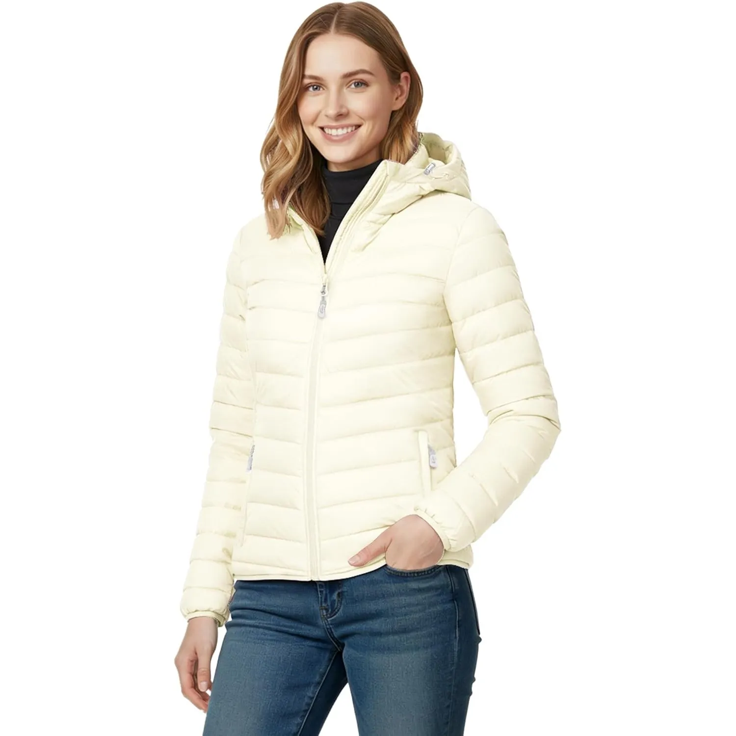 33,000ft Damen Leichte Steppjacke Packbare Übergangsjacke mit Kapuze