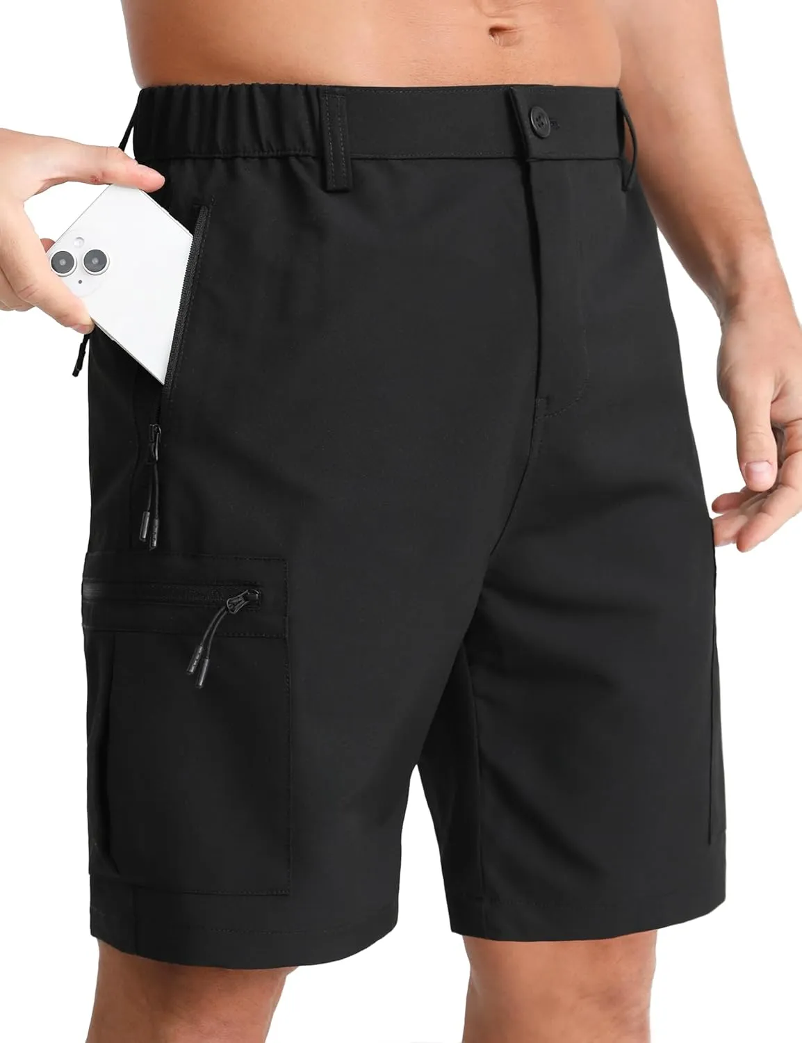 APTRO Men's Cargo Shorts with Five Zip Pockets, Work Trousers, Men's Short Hiking Trousers
