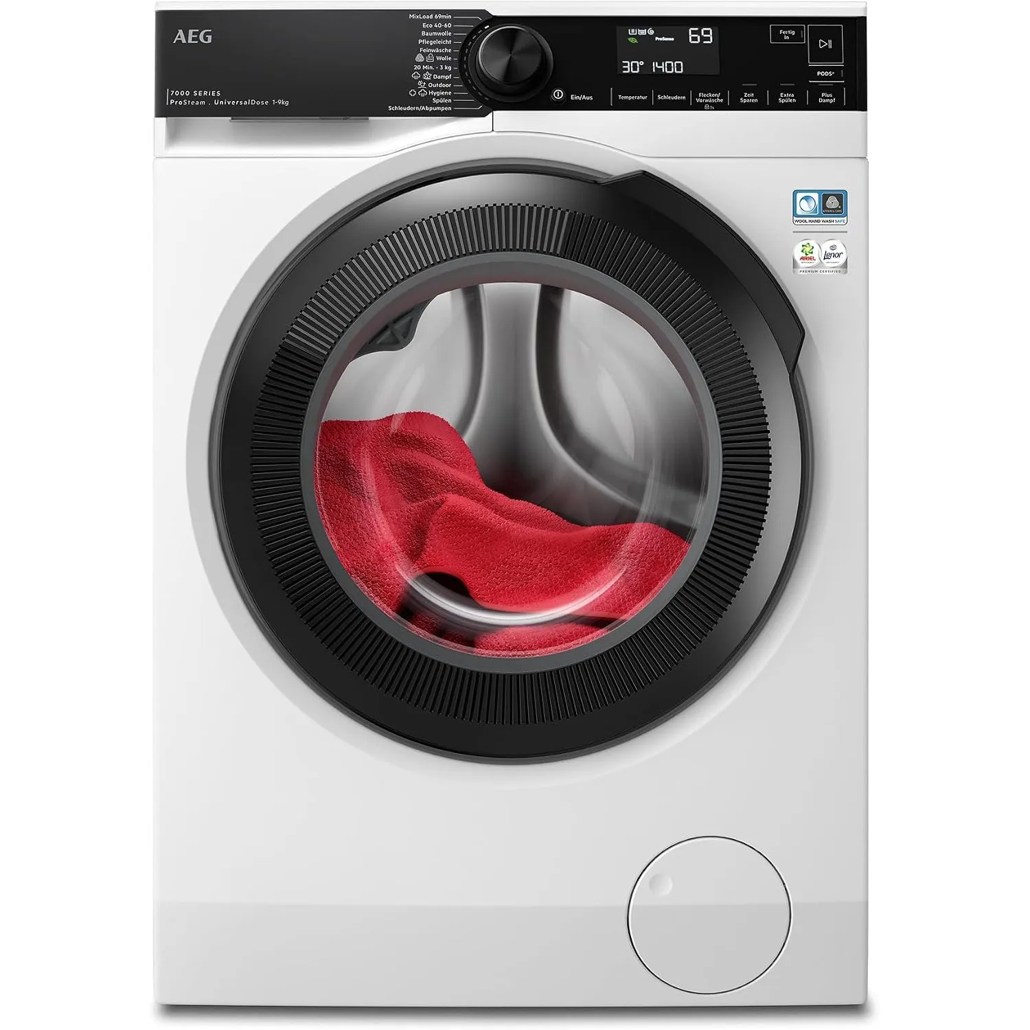 AEG Waschmaschine 9kg Serie 7000 ProSteam - Dampf-Programm – Weniger Bügeln & Mehr Frische, UniversalDose-Schublade für…